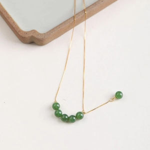 14K Gold Plated Natural Jade Bead Balance and Harmony Necklace