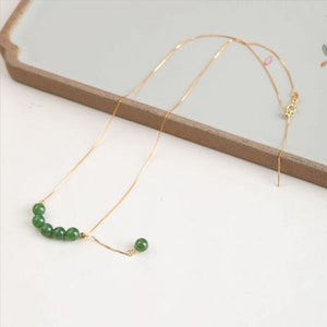 14K Gold Plated Natural Jade Bead Balance and Harmony Necklace