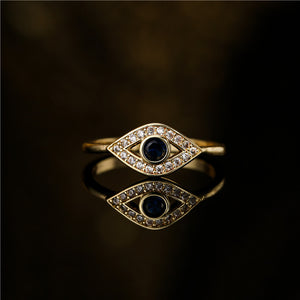 18K Gold Plated Devil's Eye Open Protection and Guardianship Ring