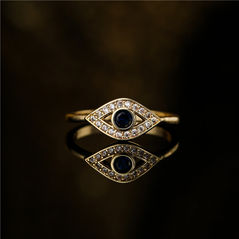 18K Gold Plated Devil's Eye Open Protection and Guardianship Ring