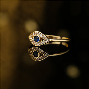 18K Gold Plated Devil's Eye Open Protection and Guardianship Ring