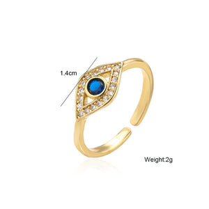 18K Gold Plated Devil's Eye Open Protection and Guardianship Ring