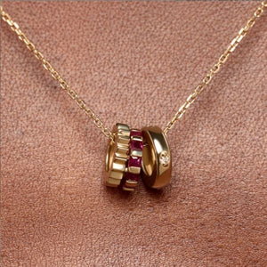 18K Gold Plated Three Layers Rings Balance and Harmony Necklace
