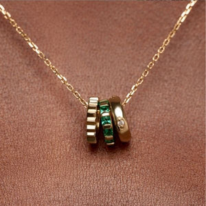 18K Gold Plated Three Layers Rings Balance and Harmony Necklace