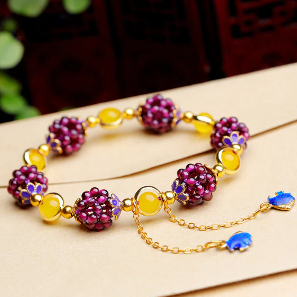 Natural Garnet Handwoven Beaded Bracelet for Women - StartGoodLuck