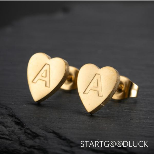26 Characters Earrings | Gold or Silver Initial Stud Earring | Random Combination Earrings