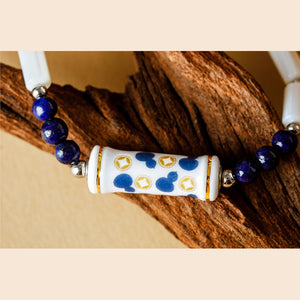 "Blue-and-White Porcelain Fortune Beaded Bracelet - StartGoodLuck