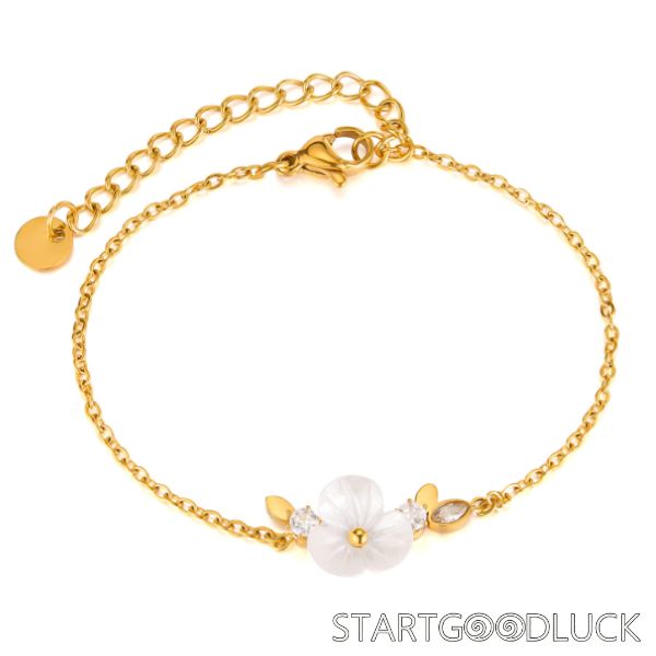 Pearl Flower Bracelet | Diamond Leaf Bracelet | Sterling Silver Bracelet | Best Wedding Gift