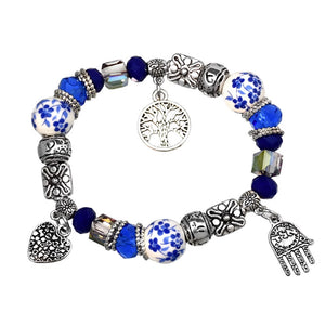 Classic Chinese Heritage Vintage Distressed Blue-and-White Porcelain Handcrafted Beaded Bracelet - StartGoodLuck
