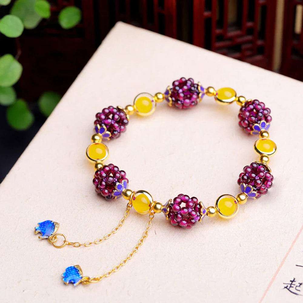 Natural Garnet Handwoven Beaded Bracelet for Women - StartGoodLuck