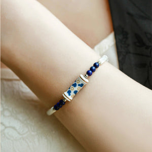 "Blue-and-White Porcelain Fortune Beaded Bracelet - StartGoodLuck