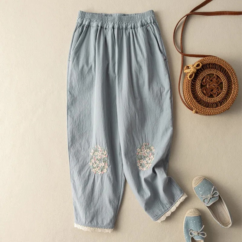 Women's Embroidered Harem Pants Ethnic Style Casual Ankle-length Pants
