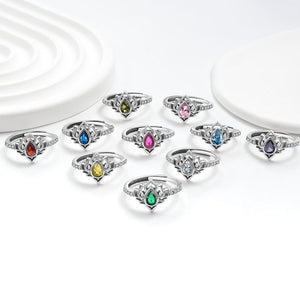 925 Silver Women Crystal Lotus Zircon Focus and Wisdom Rings