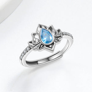 925 Silver Women Crystal Lotus Zircon Focus and Wisdom Rings