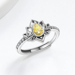 925 Silver Women Crystal Lotus Zircon Focus and Wisdom Rings11