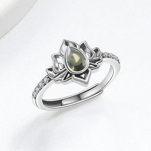 925 Silver Women Crystal Lotus Zircon Focus and Wisdom Rings