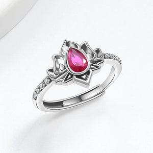 925 Silver Women Crystal Lotus Zircon Focus and Wisdom Rings