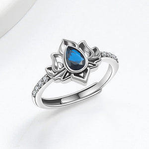 925 Silver Women Crystal Lotus Zircon Focus and Wisdom Rings