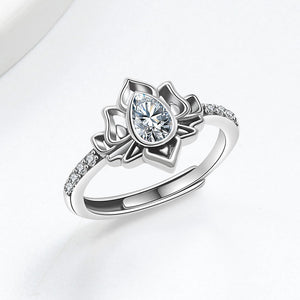 925 Silver Women Crystal Lotus Zircon Focus and Wisdom Rings