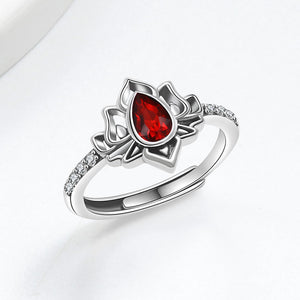 925 Silver Women Crystal Lotus Zircon Focus and Wisdom Rings