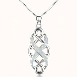 925 Sliver Aquamarine Celtic Knot Balance and Harmony Necklace