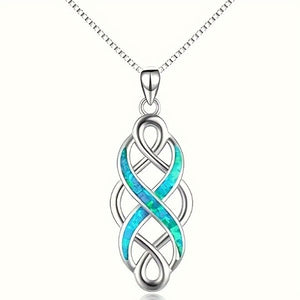925 Sliver Aquamarine Celtic Knot Balance and Harmony Necklace