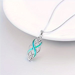 925 Sliver Aquamarine Celtic Knot Balance and Harmony Necklace