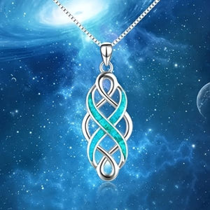 925 Sliver Aquamarine Celtic Knot Balance and Harmony Necklace