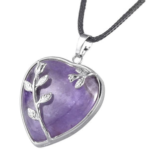 925 Sliver Heart Natural Crystal Peace and Tranquility Necklace
