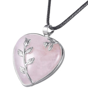 925 Sliver Heart Natural Crystal Peace and Tranquility Necklace