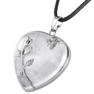 925 Sliver Heart Natural Crystal Peace and Tranquility Necklace