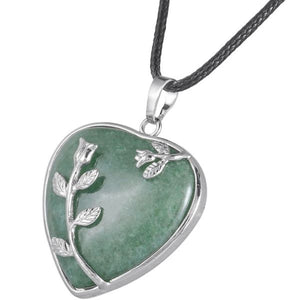 925 Sliver Heart Natural Crystal Peace and Tranquility Necklace