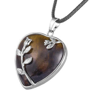 925 Sliver Heart Natural Crystal Peace and Tranquility Necklace