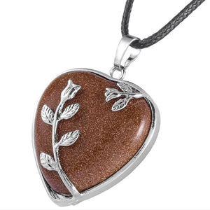 925 Sliver Heart Natural Crystal Peace and Tranquility Necklace