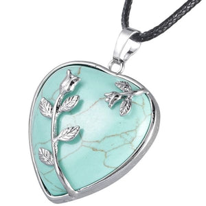 925 Sliver Heart Natural Crystal Peace and Tranquility Necklace