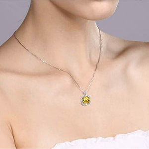 925 Sliver Yellow Crystal Bring Health and Positivity Necklace