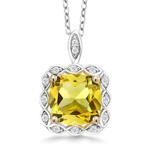 925 Sliver Yellow Crystal Bring Health and Positivity Necklace