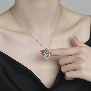 925 Sterling Silver Double-Layer Heart Necklace Brings Love and Compassion