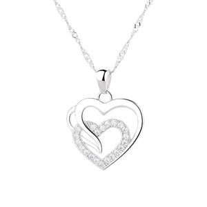 925 Sterling Silver Double-Layer Heart Necklace Brings Love and Compassion