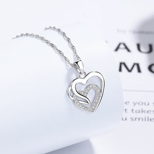 925 Sterling Silver Double-Layer Heart Necklace Brings Love and Compassion
