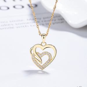 925 Sterling Silver Double-Layer Heart Necklace Brings Love and Compassion