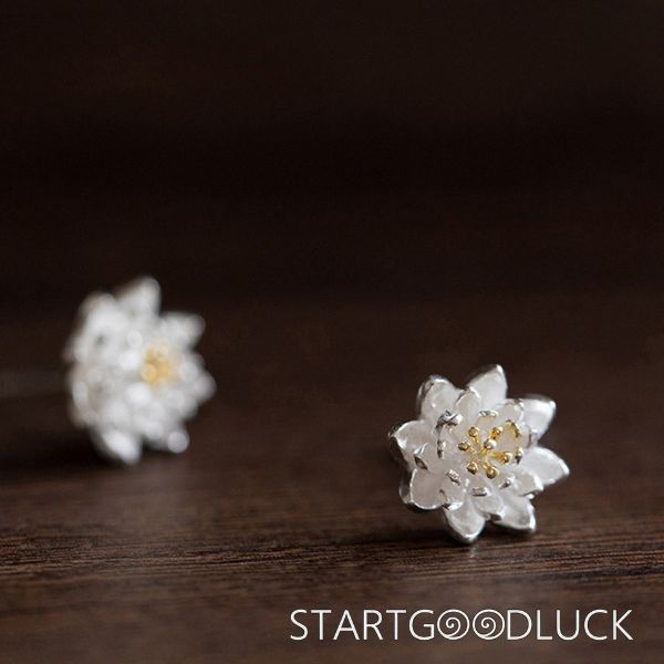 925 Sterling Silver Lotus Flower Balance Earrings