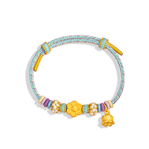 999 Silver Peach Blossom Hand Rope Prosperity and Wealth Bracelet