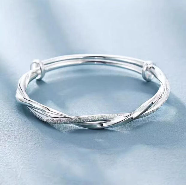 Adjustable Mobius Bracelet | Sterling Silver Twisted Silver Bangle | Two Strand Silver Bracelet Bangle | Best Wedding Gift