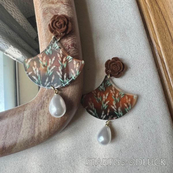 Autumn Acrylic Earrings | Pearl Drop Earrings | Earring Or Ear-clip Type