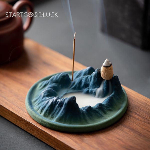 Backflow Incense Holder - Mountain - shaped Ceramic Incense Burner