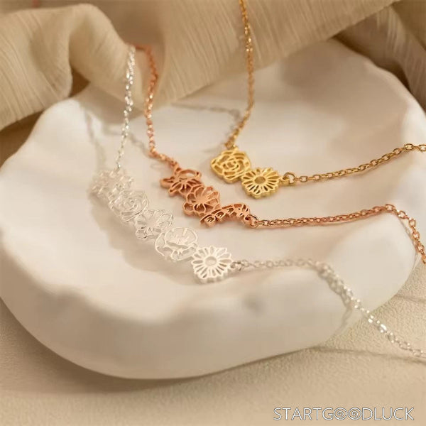 Birth Flower necklace - Monthly Floral Pendant in Gold/Silver/Rose Gold