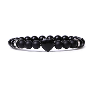 Elegant Black Obsidian Bracelet With Heart Stone protection charm