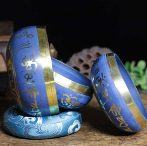 Blue Tibetan-inscribed Singing Bowl | Soothe Anxiety