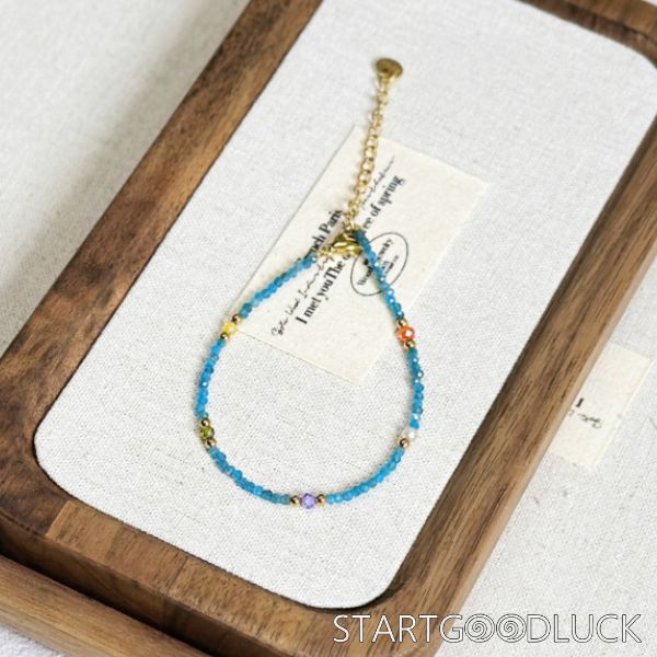Blue Apatite Bracelet | Dainty Beaded Bracelets | Mental Health Healing
